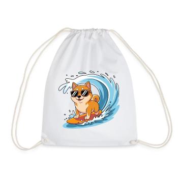 Shiba Surfing - Drawstring Bag - white - Front