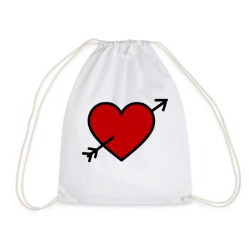 Heart Symbol Arrow - Drawstring Bag - white - Front