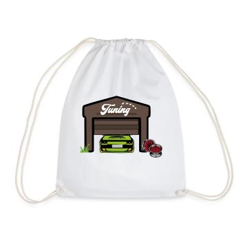 tuning Garage/ cooles Design mit Tuning Print - Turnbeutel - Weiß - Vorne