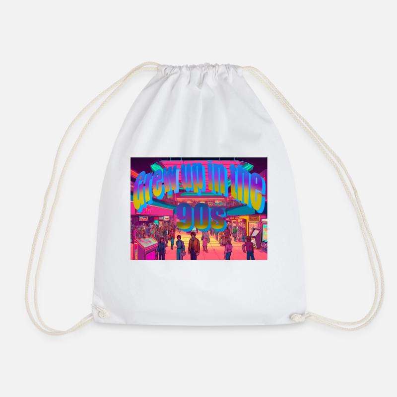 Grew up in the 90s - Drawstring Bag - white