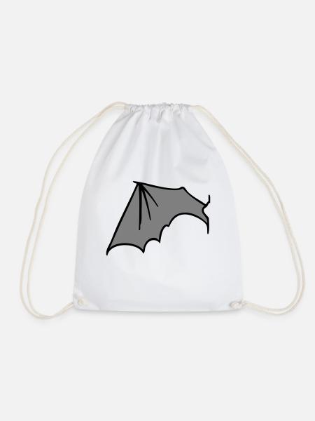 batwing_left_grey - Drawstring Bag - white