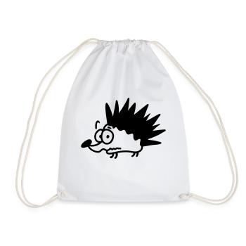 anxious Igel - line - Drawstring Bag - white - Front