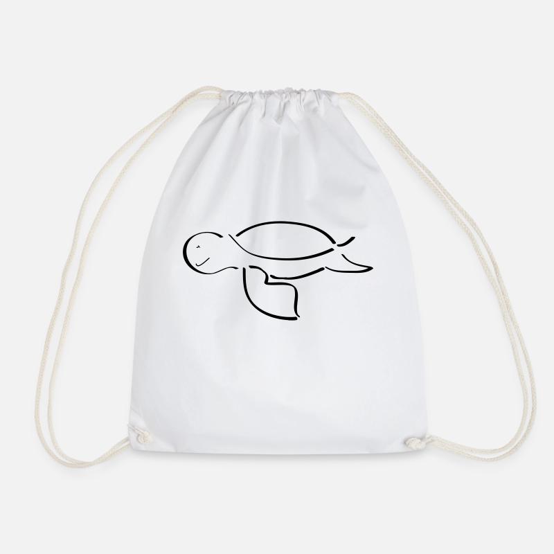 Turtle - Drawstring Bag - white