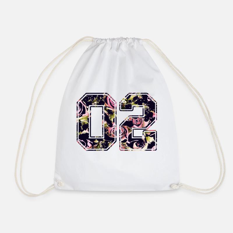 Number two 02 roses pattern - Drawstring Bag - white