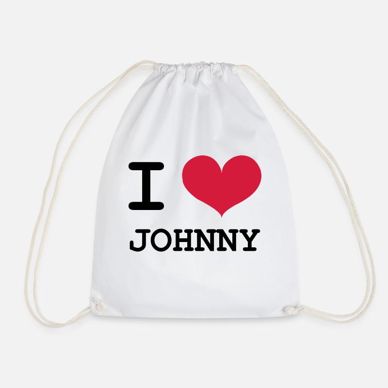 I Love Johnny! - Drawstring Bag - white