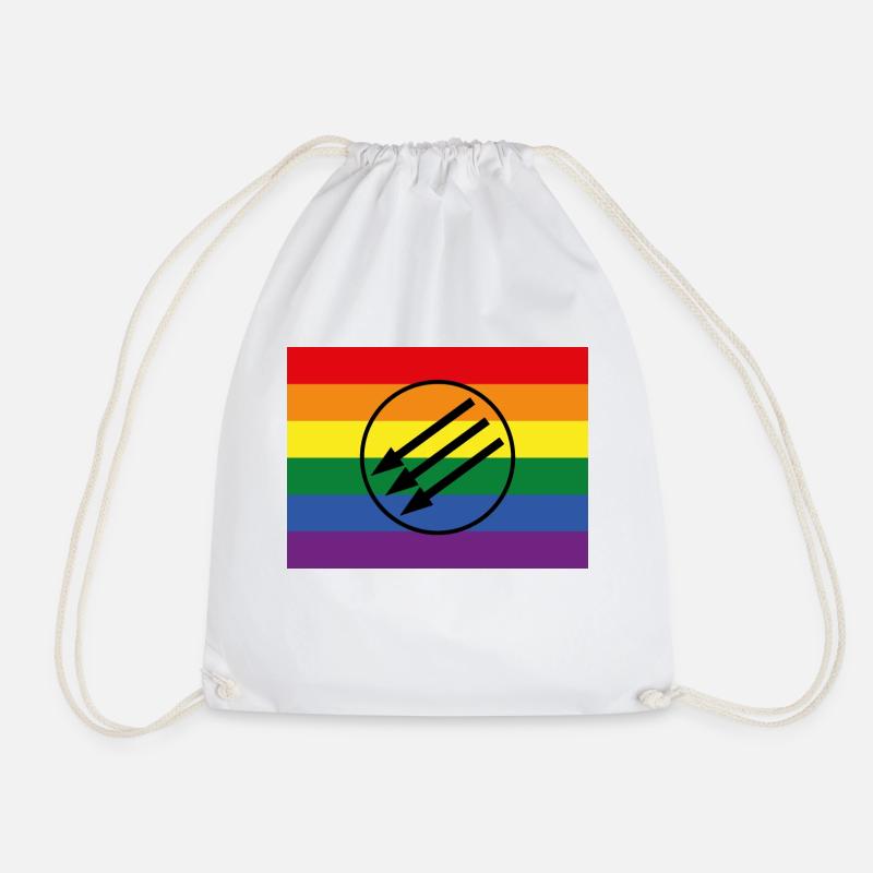 THREE-WIRE LGBTQ | Three arrows movement - Drawstring Bag - white