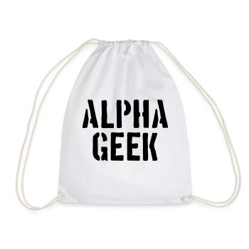 Alpha Geek - Drawstring Bag - white - Front