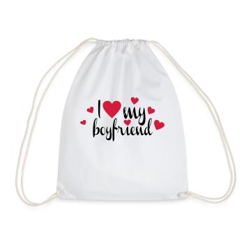 boyfriend - Drawstring Bag - white - Front
