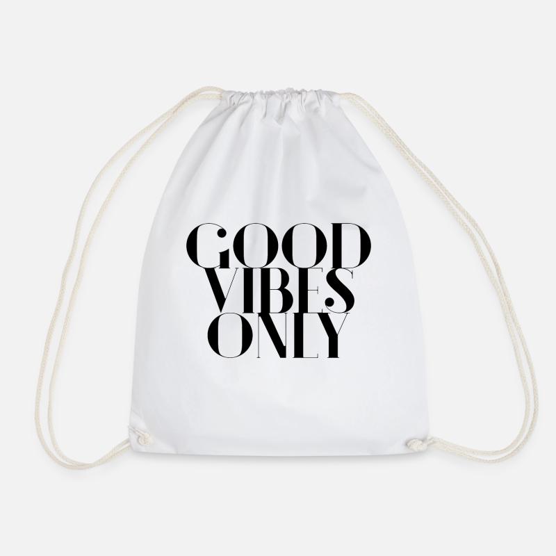 "Good Vibes Only" Typography Design Motivation - Drawstring Bag - white