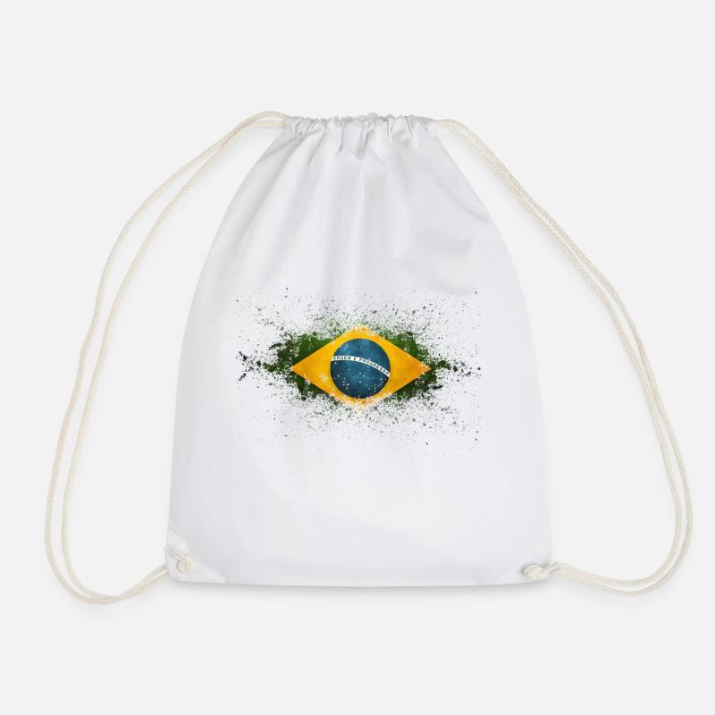 Brasil Flag - Drawstring Bag - white