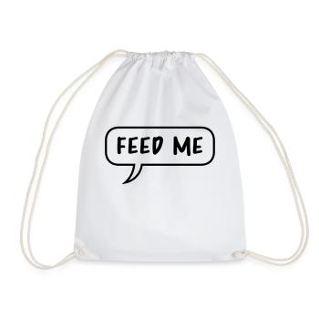 Speech Bubble Talk Comic Cartoon Feed Me logo desig - Drawstring Bag - white - Front