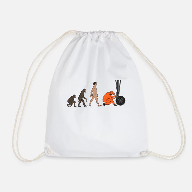 Aircraft Mechanic Evolution - Drawstring Bag - white