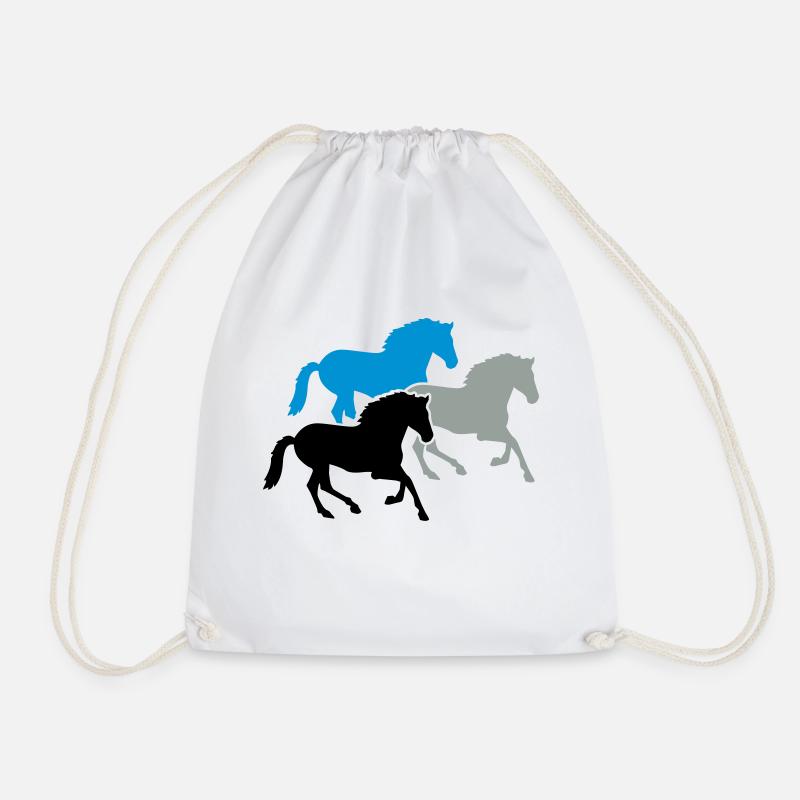 Horses - Drawstring Bag - white