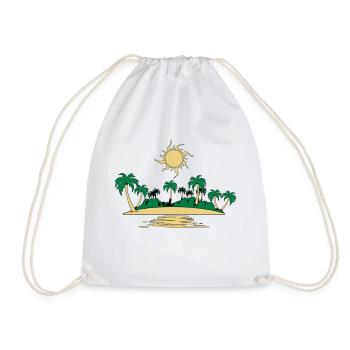 Island holiday sea sun - Drawstring Bag - white - Front