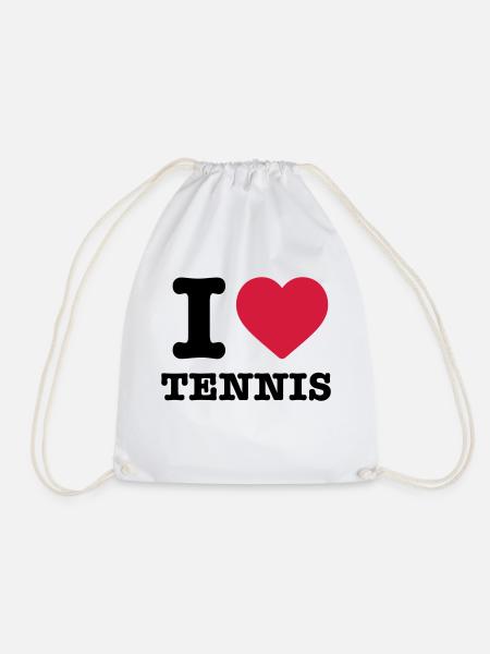 I love Tennis Herz Sport Ball Schläger Spieler - Turnbeutel - Weiß