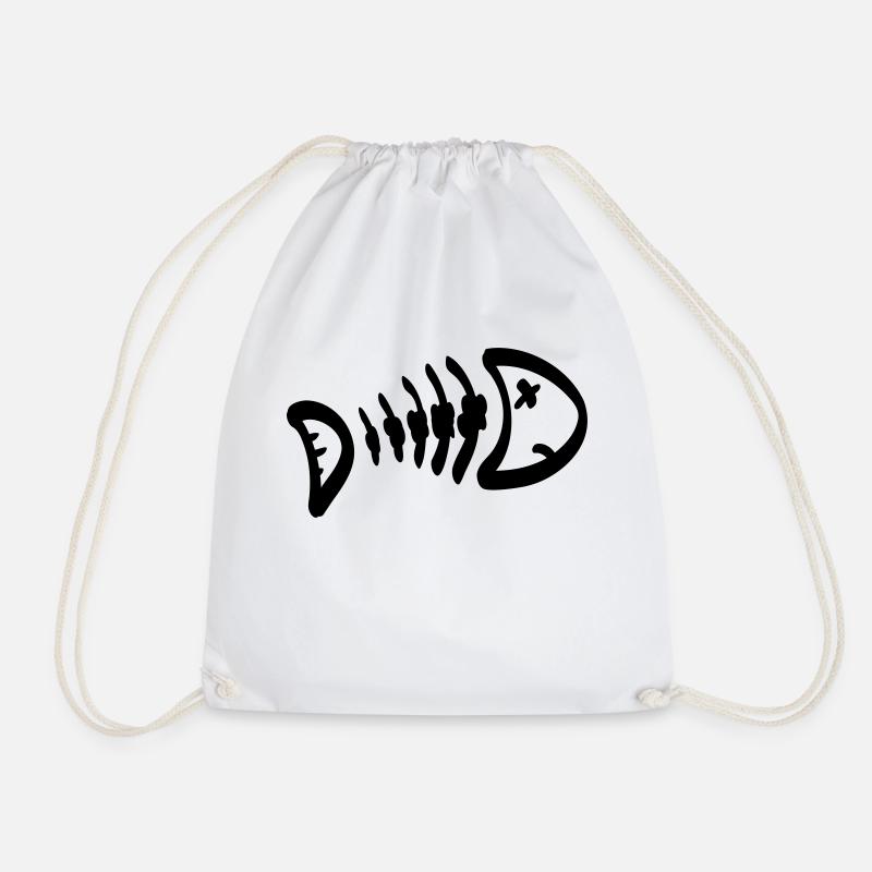 Fish Bone Sketch - SVG Bild - Turnbeutel - Weiß