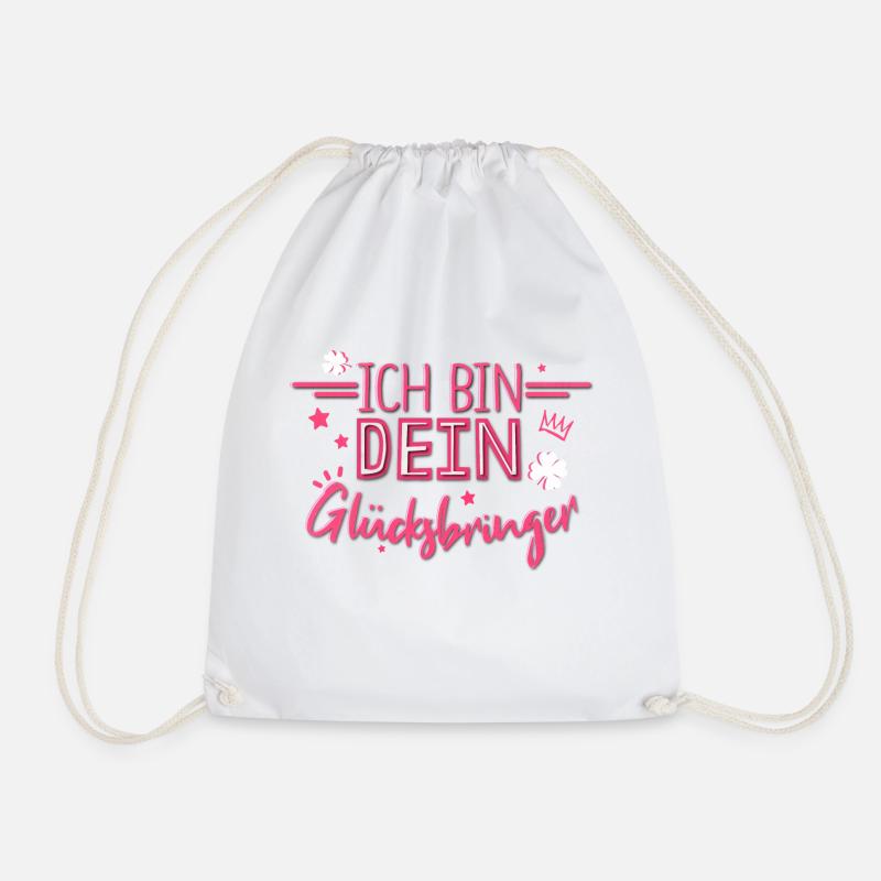 Ich bin Dein Glücksbringer Kleeblatt Glück Spruch - Turnbeutel - Weiß