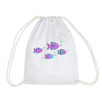 Poisson Cichlide Eau Mer Graffiti Dessin - Sac de sport léger - blanc - Devant