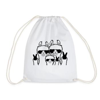 Relax family llama parents - Drawstring Bag - white - Front