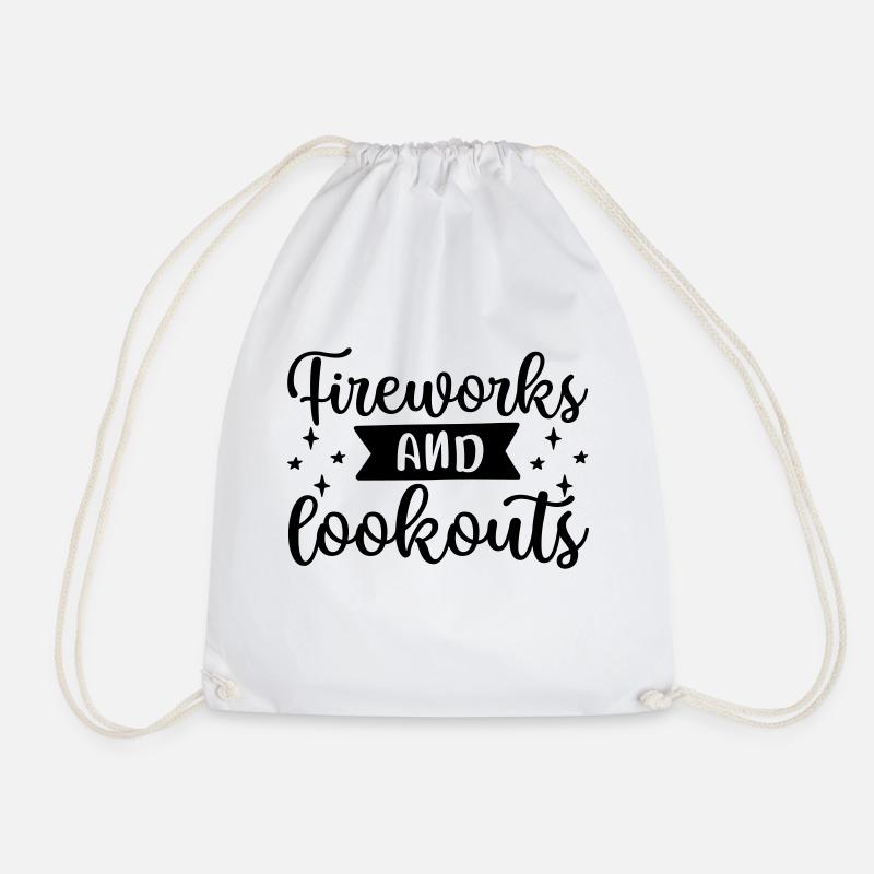 Fireworks and Lookout - Drawstring Bag - white