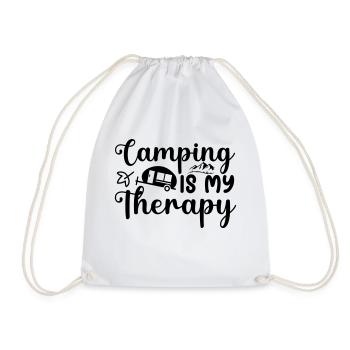 6 camping is my therapy - Drawstring Bag - white - Front