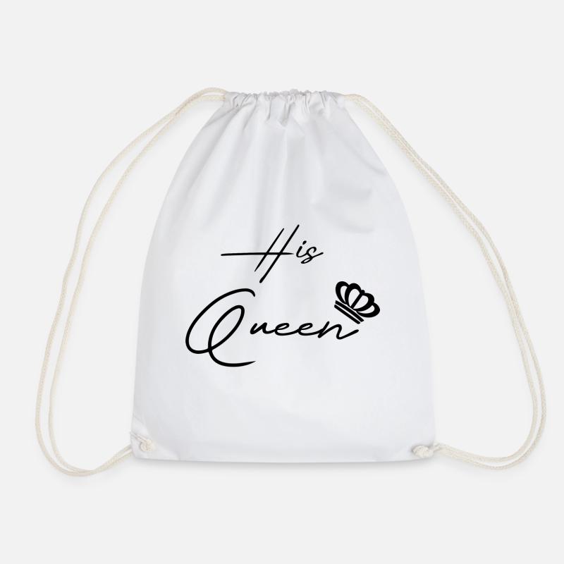 His Queen Her King Pair Black - Drawstring Bag - white