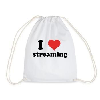 I Love Streaming - Drawstring Bag - white - Front