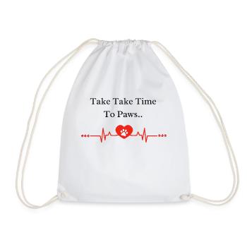 Take Time To Paws - Drawstring Bag - white - Front