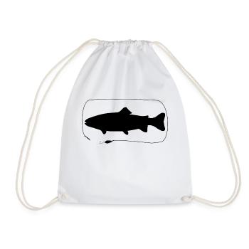 Trout with Spoon - Drawstring Bag - white - Front