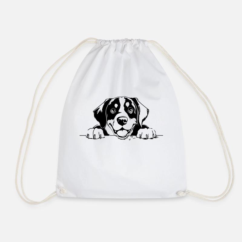 Great Swiss Mountain Dog - Drawstring Bag - white