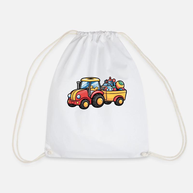Tractor with trailer for children - Drawstring Bag - white
