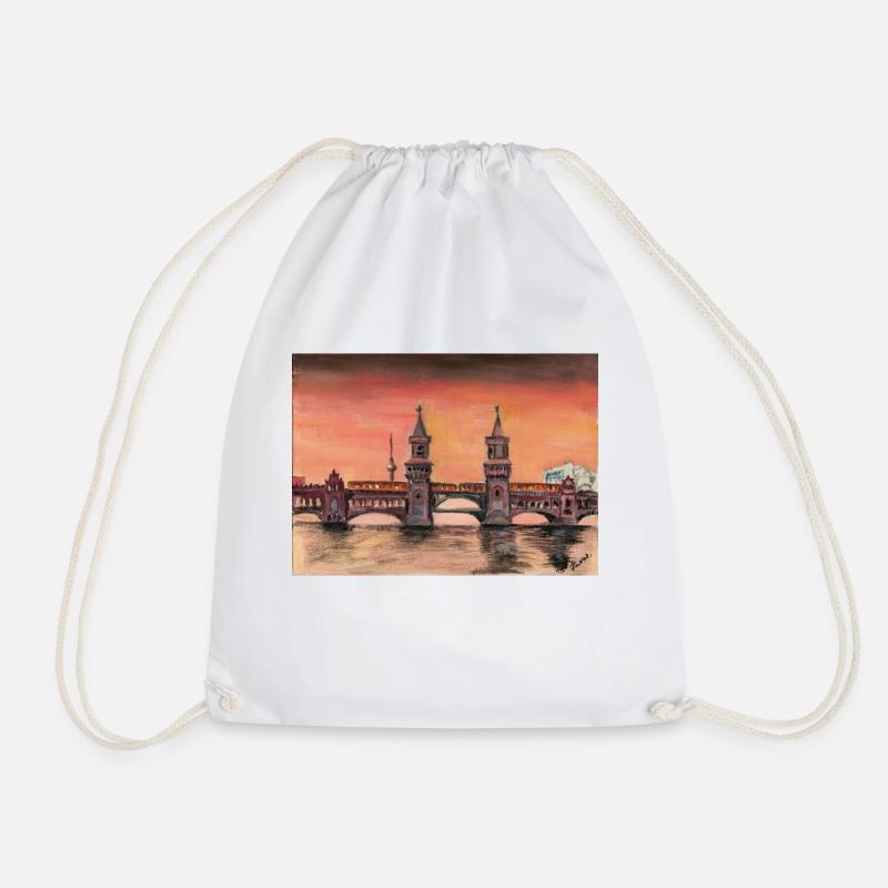 Oberbaum Bridge - Drawstring Bag - white