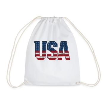 USA T-Shirt - American Flag Letters - Drawstring Bag - white - Front