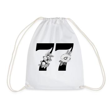 Numéro 77 floral noir - 77e anniversaire floral - Sac de sport léger - blanc - Devant
