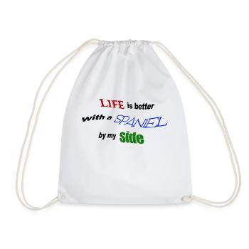Life is better with a Spaniel by my side - Drawstring Bag - white - Front