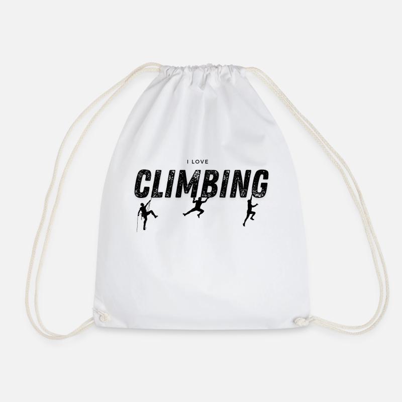 I love Climbing - I love climbing - Drawstring Bag - white