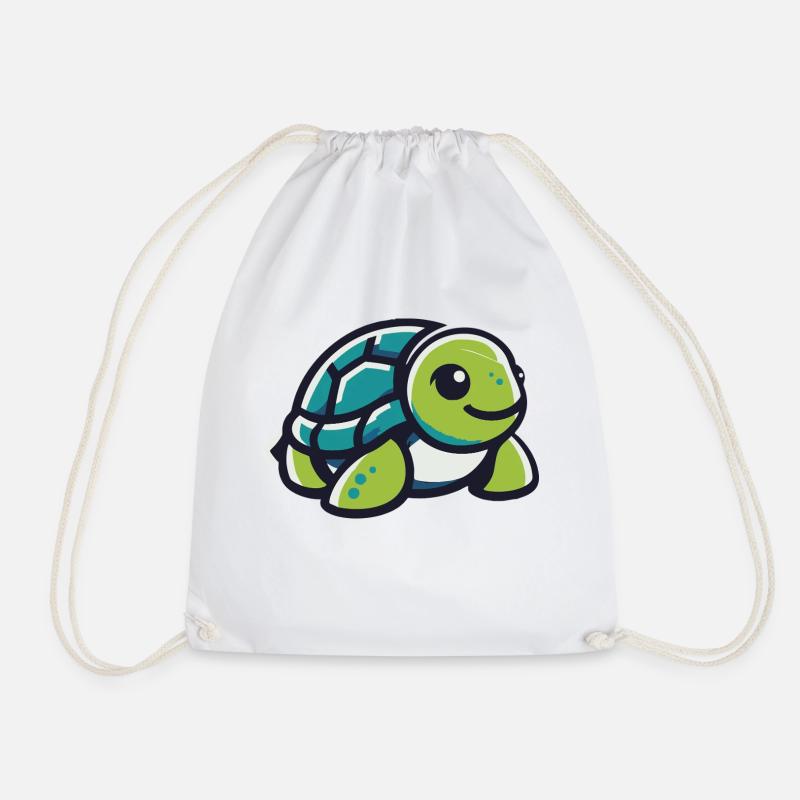 Green land turtle - Drawstring Bag - white