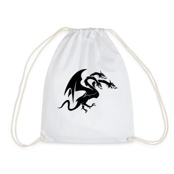 Dragon 3 Head - Drawstring Bag - white - Front