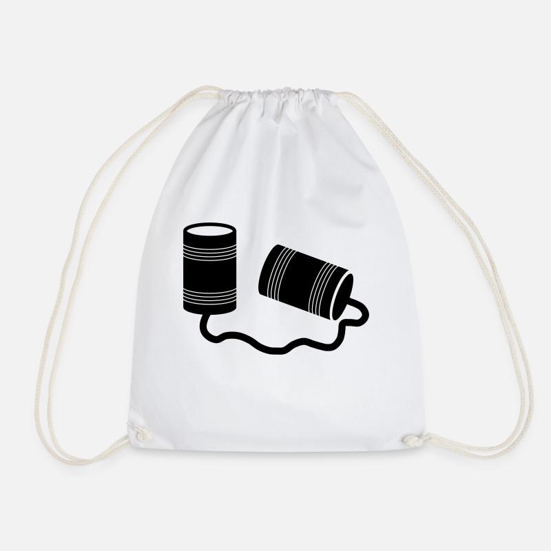 phone cans - Drawstring Bag - white