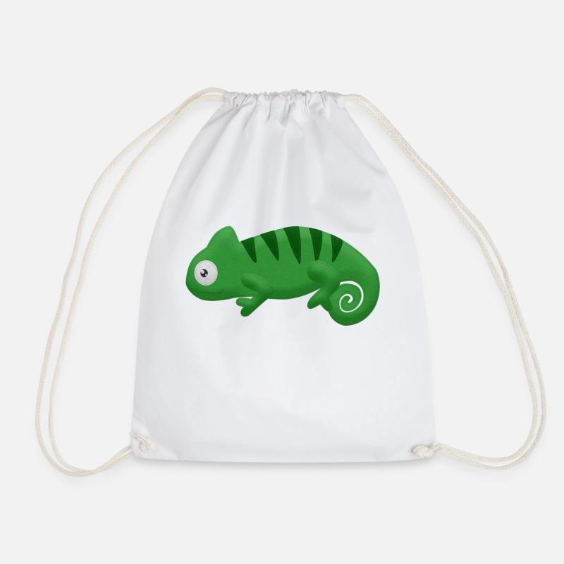 Felt Chameleon - Drawstring Bag - white