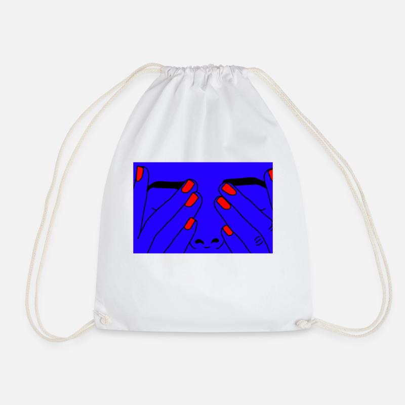 Face blue - Drawstring Bag - white