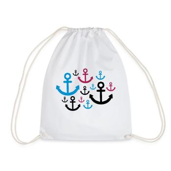 muster anker viele tattoo boot schiff schwimmen me - Turnbeutel - Weiß - Vorne