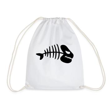 fish_dead_bone_jq1 - Drawstring Bag - white - Front