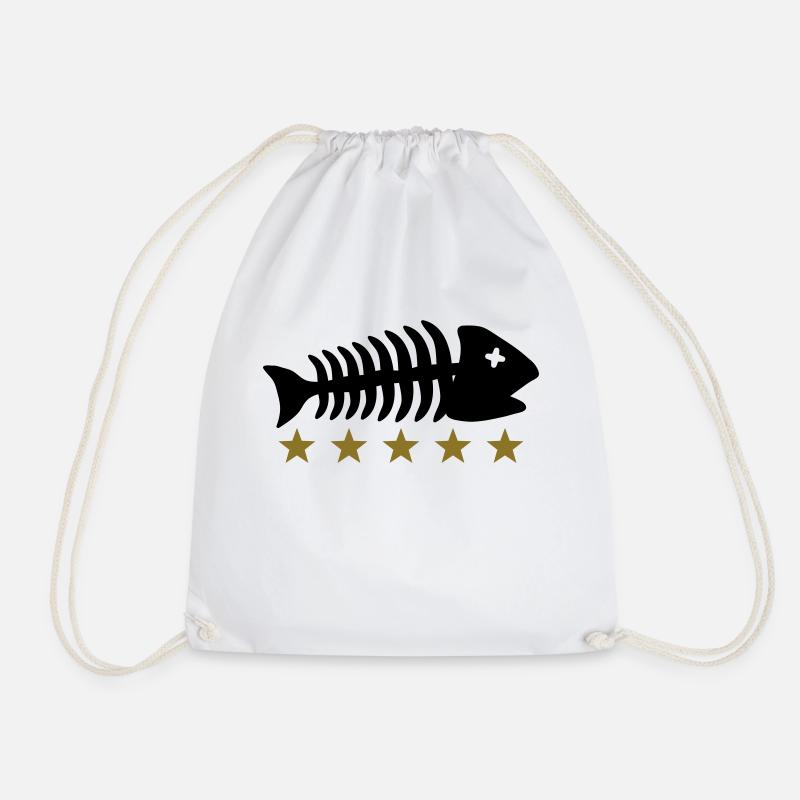 Fishing Fishbone Logo - Turnbeutel - Weiß