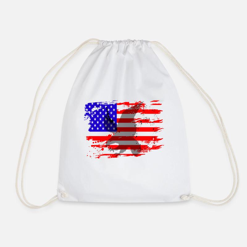 Drapeau us avec oiseau de proie aigle - Sac de sport léger - blanc
