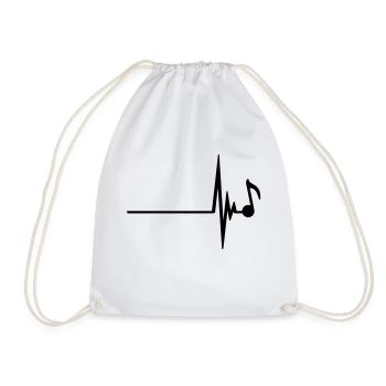 Heartbeat Music Note - Drawstring Bag - white - Front