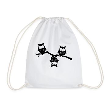 Hiboux rigolos branche down hibou fou - Sac de sport léger - blanc - Devant