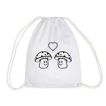 pilze_in_love_1 - Drawstring Bag - white - Front
