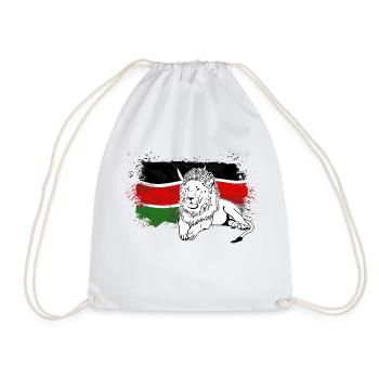 Lion - Kenya Flag - Löwe - Turnbeutel - Weiß - Vorne