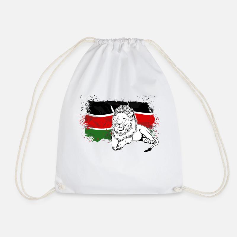 Lion - Kenya Flag - Löwe - Turnbeutel - Weiß